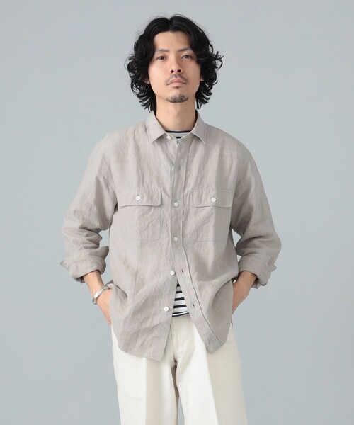 BEAMS F(ビームスエフ)の「リネン ダブルポケット ワークシャツ(シャツ/ブラウス・メンズ・ナチュラル/ブラウン・S/XL/M/L)」の6枚目の写真