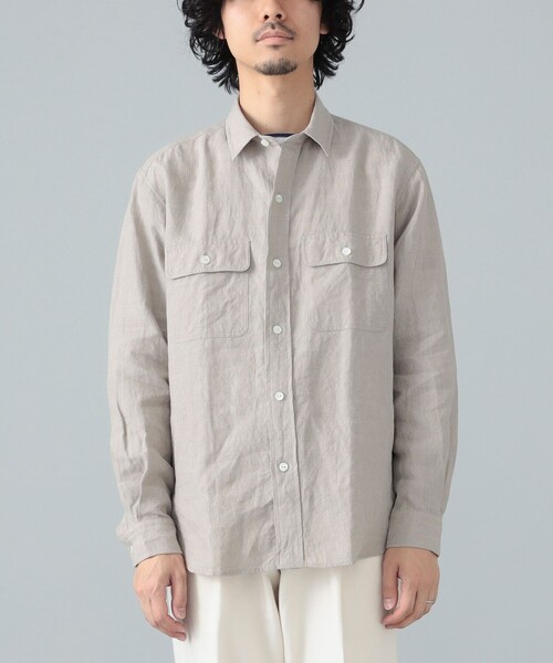 BEAMS F(ビームスエフ)の「リネン ダブルポケット ワークシャツ(シャツ/ブラウス・メンズ・ナチュラル/ブラウン・S/XL/M/L)」の7枚目の写真