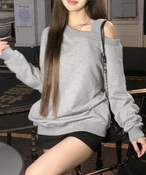Miniministore(ミニミニストア)の「ワンショルダースウェットレディース韓国風(スウェット・レディース・ブラック/グレー・FREE)」の17枚目の写真