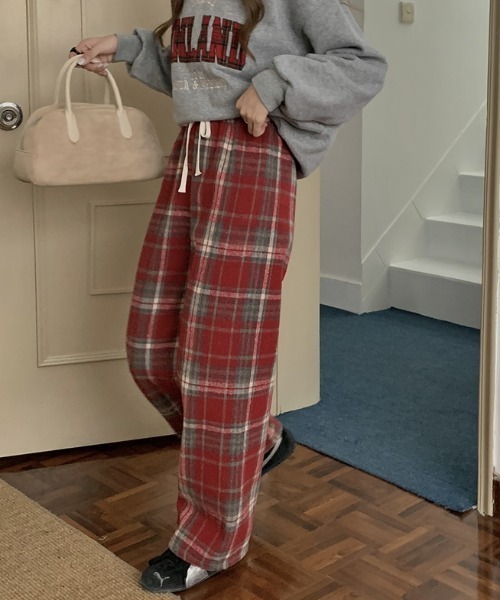 Diosfront（ディオスフロント）の「チェック柄セミワンパンツ（その他パンツ・レディース・レッド系その他/ブルー系その他/ブラウン系その他・FREE）」の3枚目の写真