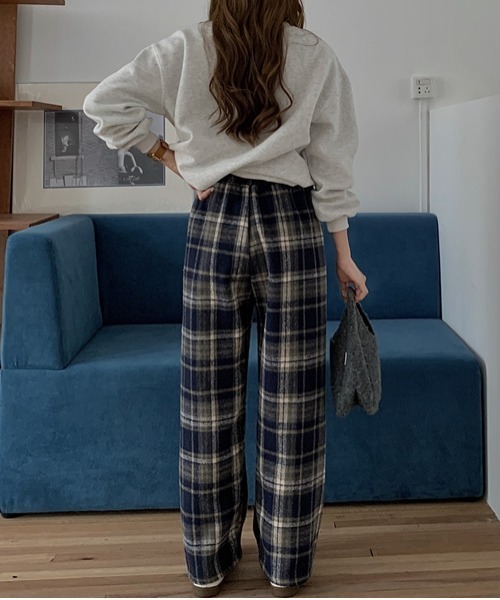 Diosfront（ディオスフロント）の「チェック柄セミワンパンツ（その他パンツ・レディース・レッド系その他/ブルー系その他/ブラウン系その他・FREE）」の5枚目の写真