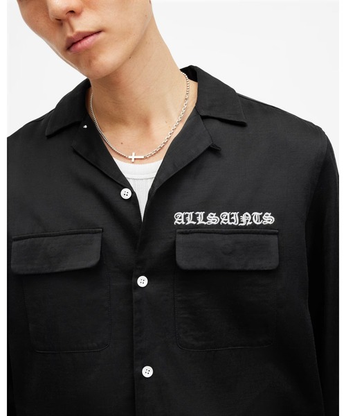 ALLSAINTS（オールセインツ）の「TROYA LONG SLEEVE RELAXED FIT SHIRT | TROYA 長袖 リラックス フィット シャツ（シャツ/ブラウス・メンズ・ブラック・L/M/S/XS）」の6枚目の写真