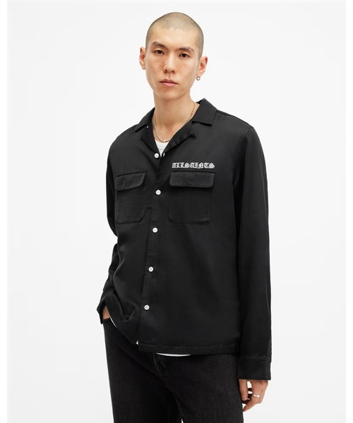 ALLSAINTS（オールセインツ）の「TROYA LONG SLEEVE RELAXED FIT SHIRT | TROYA 長袖 リラックス フィット シャツ（シャツ/ブラウス・メンズ・ブラック・L/M/S/XS）」の7枚目の写真