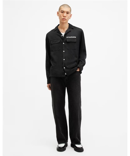 ALLSAINTS（オールセインツ）の「TROYA LONG SLEEVE RELAXED FIT SHIRT | TROYA 長袖 リラックス フィット シャツ（シャツ/ブラウス・メンズ・ブラック・L/M/S/XS）」の8枚目の写真
