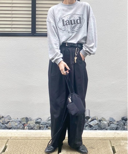 ISOOK（アイスー）の「フロントロゴプリントスウェット(kiharu select)/クルーネック プルオーバー ルーズ 長袖（スウェット・レディース・グレー/ネイビー・FREE）」の5枚目の写真