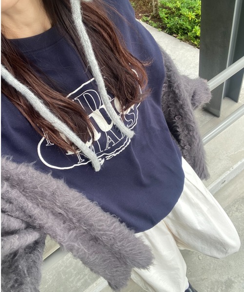 ISOOK（アイスー）の「フロントロゴプリントスウェット(kiharu select)/クルーネック プルオーバー ルーズ 長袖（スウェット・レディース・グレー/ネイビー・FREE）」の10枚目の写真