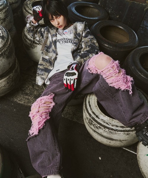 AIVER(アイバー)の「AIVER オーバーダイバギーダメージデニム(デニムパンツ・メンズ・インディゴブルー/ブラック/パープル系その他・LARGE/MEDIUM/SMALL)」の19枚目の写真