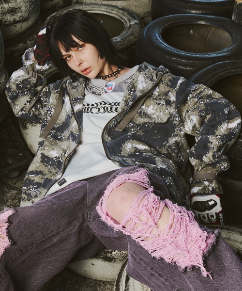 AIVER(アイバー)の「AIVER オーバーダイバギーダメージデニム(デニムパンツ・メンズ・インディゴブルー/ブラック/パープル系その他・LARGE/MEDIUM/SMALL)」の18枚目の写真