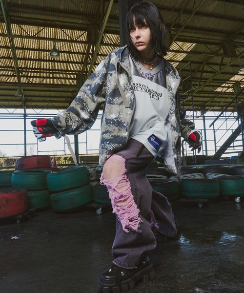 AIVER(アイバー)の「AIVER オーバーダイバギーダメージデニム(デニムパンツ・メンズ・インディゴブルー/ブラック/パープル系その他・LARGE/MEDIUM/SMALL)」の20枚目の写真