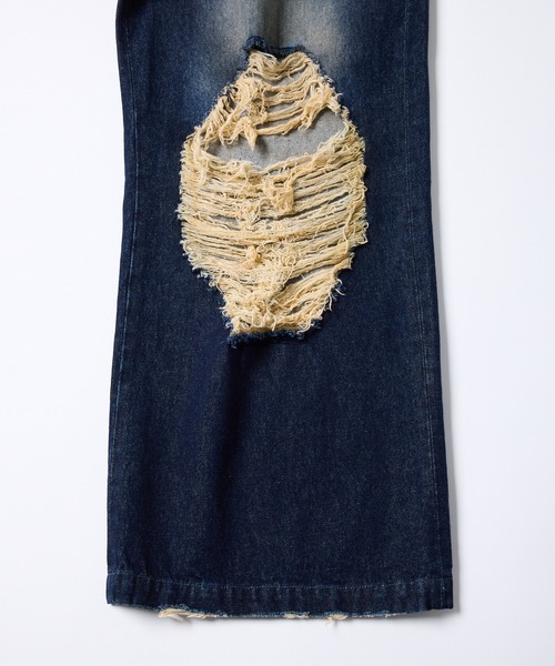 AIVER(アイバー)の「AIVER オーバーダイバギーダメージデニム(デニムパンツ・メンズ・インディゴブルー/ブラック/パープル系その他・LARGE/MEDIUM/SMALL)」の8枚目の写真