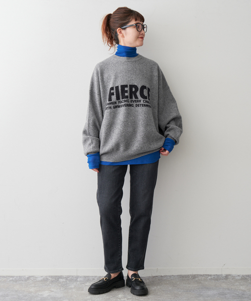 Spick & Span(スピックアンドスパン)の「《WEB限定追加》ダブルジャガードロゴニットプルオーバー(ニット/セーター・レディース・グレー/ホワイト×ホワイト・FREE)」の4枚目の写真