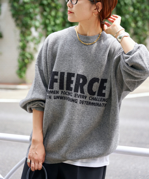 Spick & Span(スピックアンドスパン)の「《WEB限定追加》ダブルジャガードロゴニットプルオーバー(ニット/セーター・レディース・グレー/ホワイト×ホワイト・FREE)」の6枚目の写真