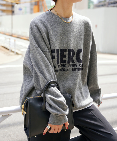 Spick & Span(スピックアンドスパン)の「《WEB限定追加》ダブルジャガードロゴニットプルオーバー(ニット/セーター・レディース・グレー/ホワイト×ホワイト・FREE)」の9枚目の写真