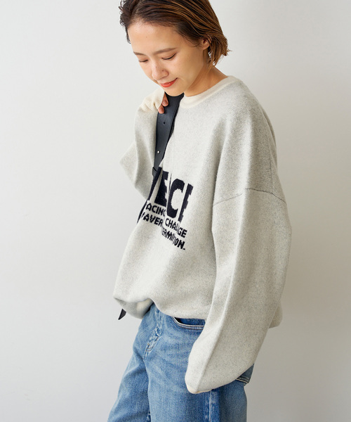 Spick & Span(スピックアンドスパン)の「《WEB限定追加》ダブルジャガードロゴニットプルオーバー(ニット/セーター・レディース・グレー/ホワイト×ホワイト・FREE)」の21枚目の写真