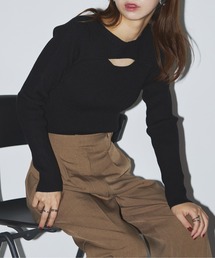 【MAISON BREEZE reveur】crew neck front Slit Knit