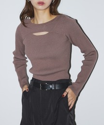 【MAISON BREEZE reveur】crew neck front Slit Knit