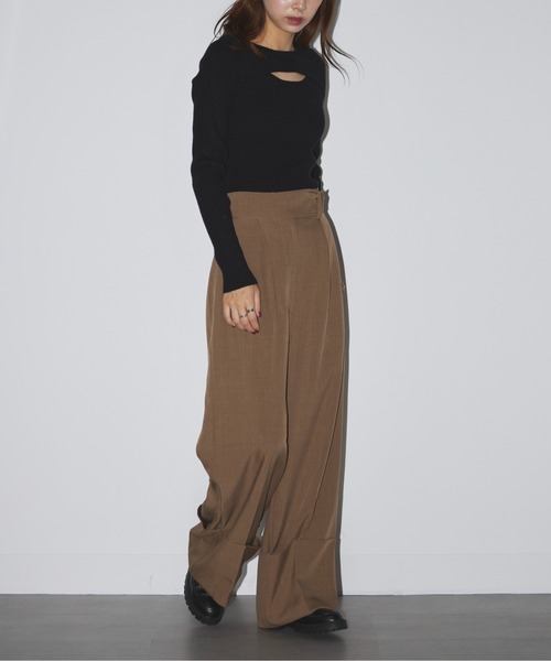 Cassette Chart(カセットチャート)の「【MAISON BREEZE reveur】crew neck front Slit Knit(ニット/セーター・レディース・グレイッシュブルー/ブラック/モカ・FREE)」の10枚目の写真