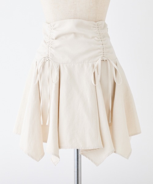 one after another NICE CLAUP（ワンアフターアナザーナイスクラップ）の「イレヘムドロストミニスカート（スカート・レディース・チャコールグレー/アイボリー/ブラック・FREE）」の6枚目の写真