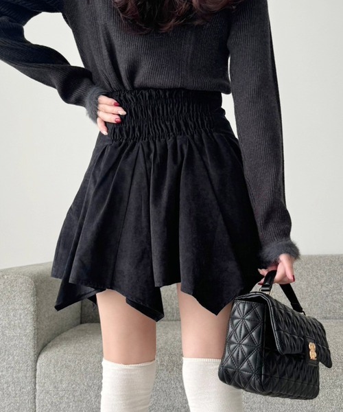 one after another NICE CLAUP（ワンアフターアナザーナイスクラップ）の「イレヘムドロストミニスカート（スカート・レディース・チャコールグレー/アイボリー/ブラック・FREE）」の16枚目の写真