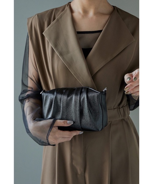 タックデザインシャイニーバッグ ショルダー ミニ 結婚式 二次会 成人