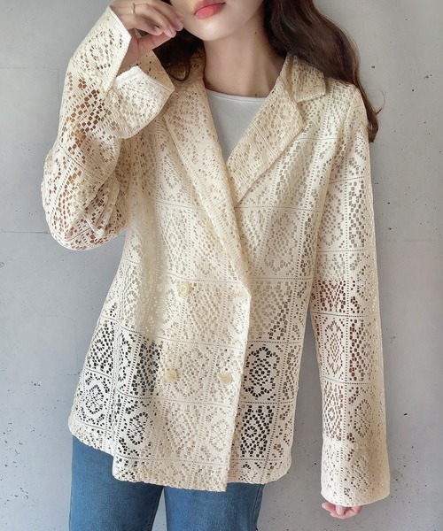 【未使用】Todayful テーラードジャケット　レース　M 　サマージャケット 未使用】Todayful テーラードジャケット レース M サマー