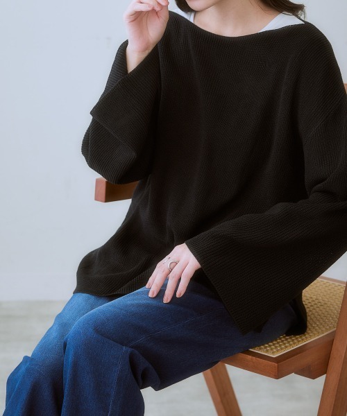 nissen(ニッセン)の「リネンライククルーネックゆるっとニット(ニット/セーター・レディース・スモーキーグリーン系/ブラック/ベージュ・3L/LL/L/M/S)」の10枚目の写真