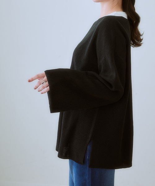 nissen(ニッセン)の「リネンライククルーネックゆるっとニット(ニット/セーター・レディース・スモーキーグリーン系/ブラック/ベージュ・3L/LL/L/M/S)」の13枚目の写真