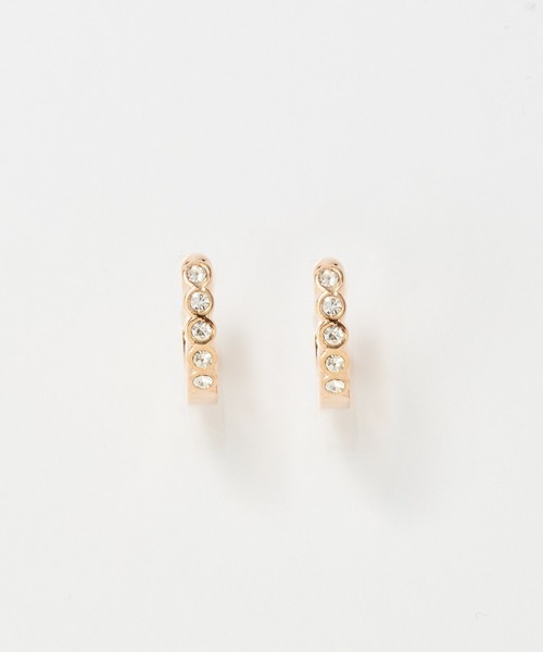 Phoebe(フィービィー)の「【金属アレルギー対応】【痛くないシリーズ】プチベゼルストーンフープライトフィットイヤリング(イヤリング・レディース・シャンパン/イエローゴールド・FREE)」の10枚目の写真