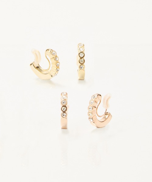 Phoebe(フィービィー)の「【金属アレルギー対応】【痛くないシリーズ】プチベゼルストーンフープライトフィットイヤリング(イヤリング・レディース・シャンパン/イエローゴールド・FREE)」の14枚目の写真