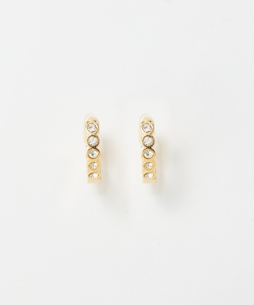 Phoebe(フィービィー)の「【金属アレルギー対応】【痛くないシリーズ】プチベゼルストーンフープライトフィットイヤリング(イヤリング・レディース・シャンパン/イエローゴールド・FREE)」の18枚目の写真