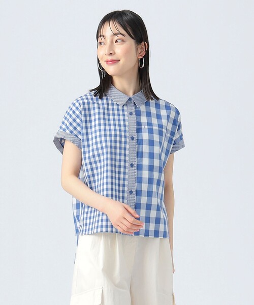 ブラウス シャツ HEART ELBOW PATCH PLAID SHIRT レディース HUG.U シャツ チェック柄 レディース トップス チェック