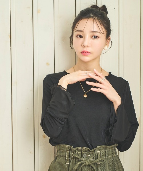 フレアスリーブ シアーベロアトップス（Tシャツ/カットソー）｜mil