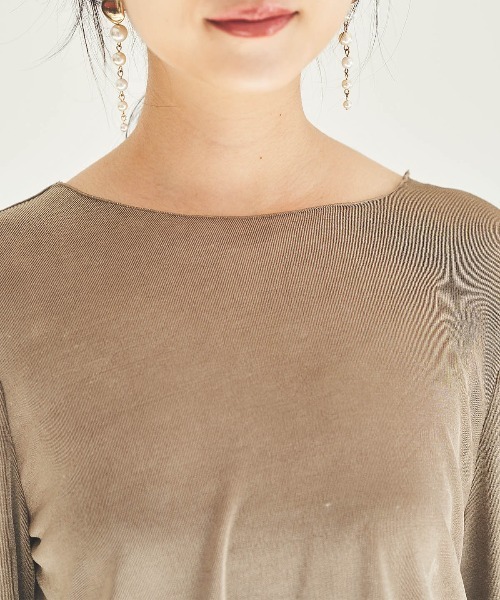 mil（ミル）の「フレアスリーブ シアーベロアトップス（Tシャツ/カットソー・レディース・アイボリー/モカ/ブラック・S/XS）」の7枚目の写真