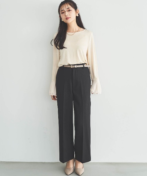 mil（ミル）の「フレアスリーブ シアーベロアトップス（Tシャツ/カットソー・レディース・アイボリー/モカ/ブラック・S/XS）」の13枚目の写真