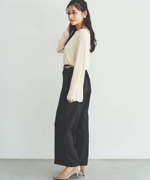 mil（ミル）の「フレアスリーブ シアーベロアトップス（Tシャツ/カットソー・レディース・アイボリー/モカ/ブラック・S/XS）」の15枚目の写真