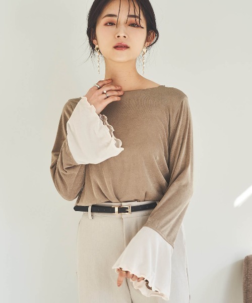 フレアスリーブ シアーベロアトップス（Tシャツ/カットソー）｜mil
