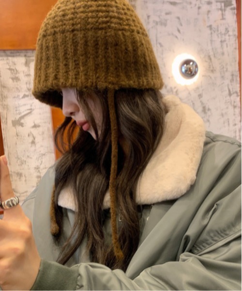 B.I.D.（ビーアイディー）の「《サイドコードオーバーサイズニットキャップ（MA/EK226）（ニットキャップ/ビーニー・レディース・ブラック/ベージュ/アイボリー/グレー/ブラウン・FREE）」の12枚目の写真