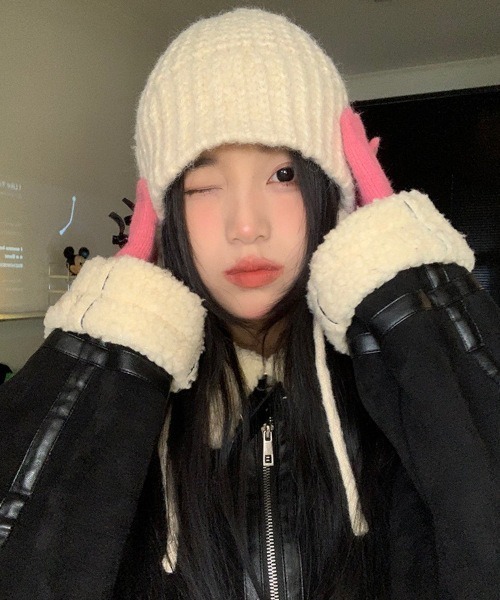 B.I.D.（ビーアイディー）の「《サイドコードオーバーサイズニットキャップ（MA/EK226）（ニットキャップ/ビーニー・レディース・ブラック/ベージュ/アイボリー/グレー/ブラウン・FREE）」の14枚目の写真