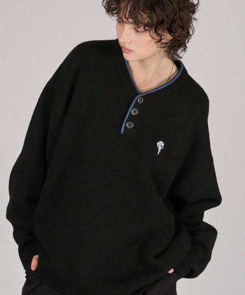 HENRY NECK SPRING KNIT /ヘンリーネックスプリングニット