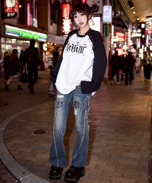 REFLEM/レフレム』切替フレアデニムパンツ（デニムパンツ