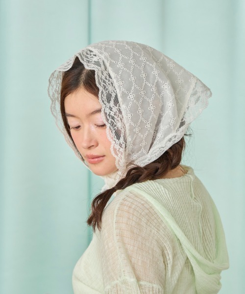 kaorinomori（カオリノモリ）の「kaorinomori レイルスカーフ / カオリノモリ（ヘアバンド・レディース・ブラック/スカイブルー/ホワイト・FREE）」の7枚目の写真