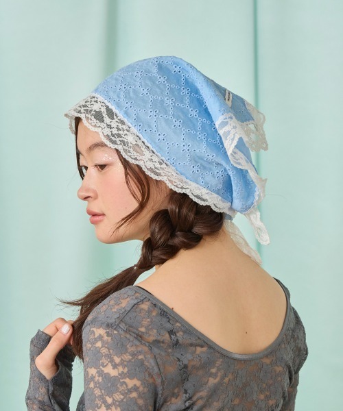 kaorinomori（カオリノモリ）の「kaorinomori レイルスカーフ / カオリノモリ（ヘアバンド・レディース・ブラック/スカイブルー/ホワイト・FREE）」の17枚目の写真