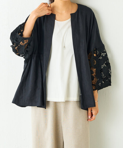 BEARDSLEY ビアズリー　リネン羽織　ブルゾン　新品　未使用　グレー 気になる方はハイライト“リネン羽織”をチェック】 さらりと