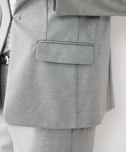 セール】【通勤スーツ】コットン混ジャージ カラーレスジャケット