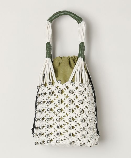 JEANASIS（ジーナシス）の「ビジューツキマクラメトート/321435（トートバッグ・レディース・ホワイト系その他/ブラック系その他・FREE）」の2枚目の写真