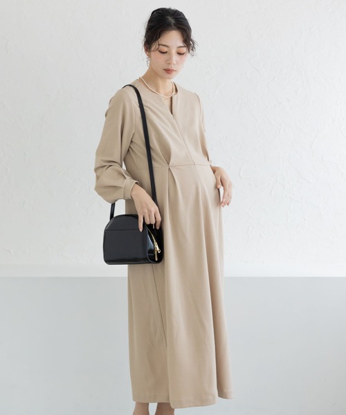 【美品】Moredde 上品キーネックのワンピース Moredde マタニティ・産後使える 授乳が簡単 上品