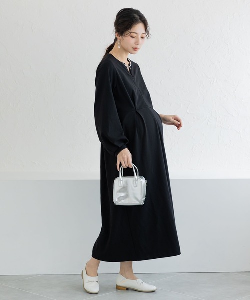 【美品】Moredde 上品キーネックのワンピース Moredde マタニティ・産後使える 授乳が簡単 上品