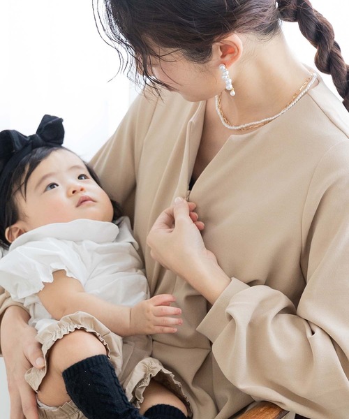 【美品】Moredde 上品キーネックのワンピース Moredde マタニティ・産後使える 授乳が簡単 上品