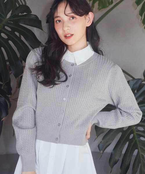 earth music&ecology（アースミュージックアンドエコロジー）の「ミニケーブルコンパクトカーディガン（カーディガン/ボレロ・レディース・イエロー/ライトグレー/ライトピンク/アイボリー/ブラック・FREE）」の4枚目の写真