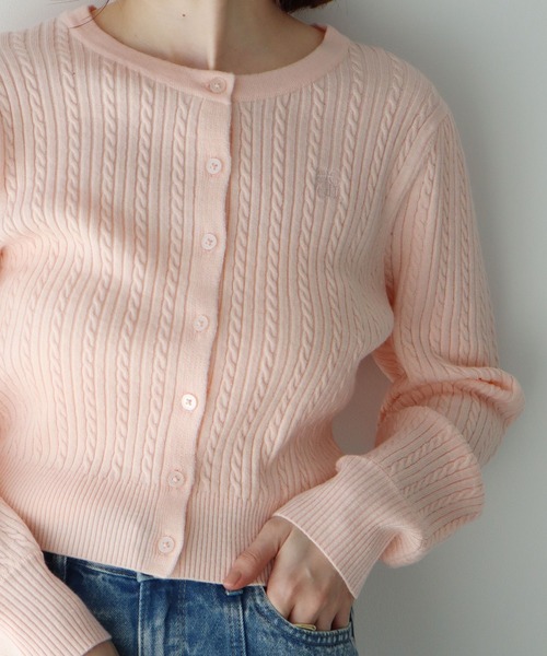 earth music&ecology（アースミュージックアンドエコロジー）の「ミニケーブルコンパクトカーディガン（カーディガン/ボレロ・レディース・イエロー/ライトグレー/ライトピンク/アイボリー/ブラック・FREE）」の9枚目の写真